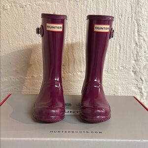 Girls Hunter Purple Rain Boots Size 1